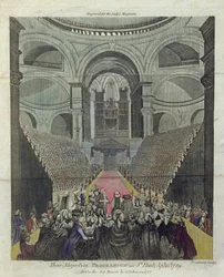 Intérieur de la cathédrale Saint-Paul pendant le service de Thanksgiving pour la guérison du roi George III (1738-1820) le 23 avril 1789